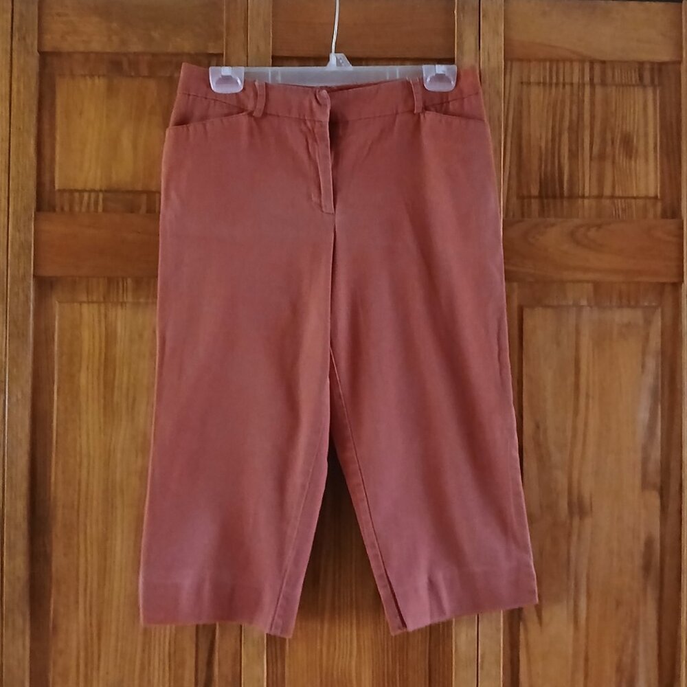 ST. JOHN'S BAY stretch brown cropped pants sz 10 petite woman's